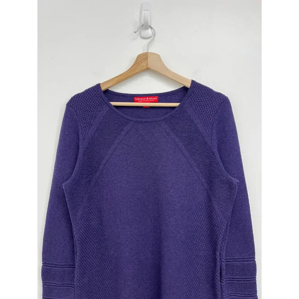 Krimson Klover Wool Blend Textured Knit Ski Outdoors Hiking Sweater HOLE Medium
